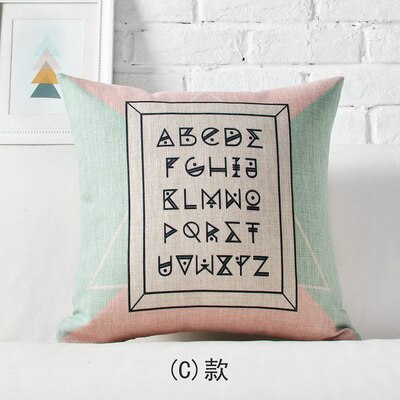 Cojín nórdico de lino con estampado geométrico para el hogar, almohada de cintura lumbar Simple de Inglaterra, cojín decorativo para sofá: C