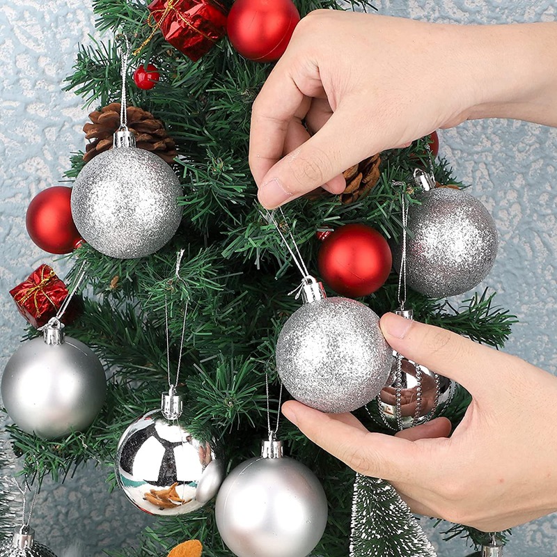 Bolas de Navidad plateadas para decoración de árbol de Navidad, adornos de Navidad inastillables, 20 Uds.