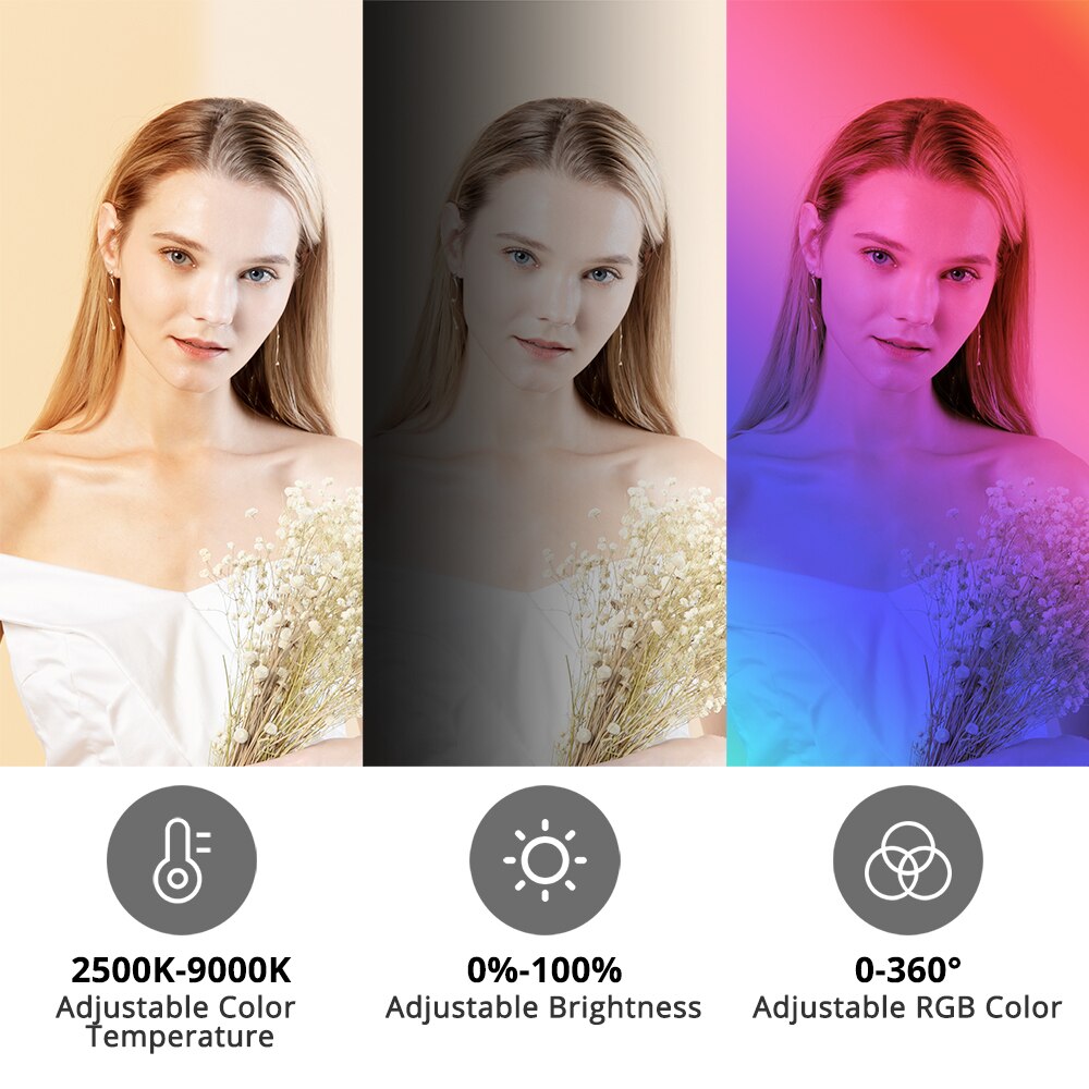 YELANGU LED RGB Video Licht 2500-9000K Temperatur Tragbare Photogaphy Selfie Beleuchtung für Studio DSLR Kamera Smartphone 3100mAh