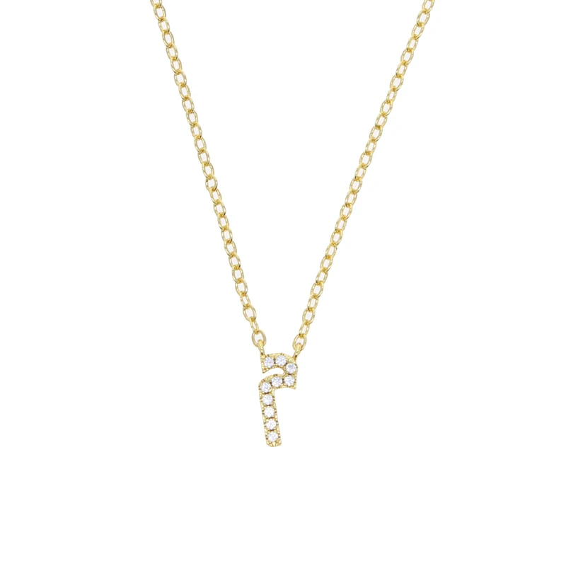 Collier alphabet lettre arabe pour femme, documents en or, bijoux minimaux, micro pavé, 5A CZ, mignon, ,