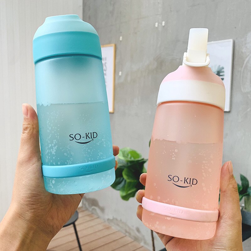 550ml Water Bottle for Kids Children Mini Water Bottle with Straw Sports Bottles FDA Certified Hiking Camping BPA Free H1151