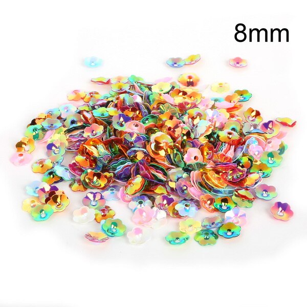 20g/- pack met 4/6/8/10mm bloemenpailletten voor knutselen, handwerken en naaien, decoratie, pvc-pailletten, fittingen, doe-het-zelfkledingaccessoires: Ca. 950 stuks