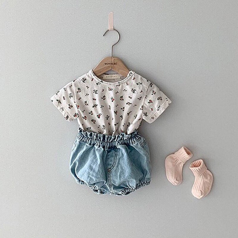 Sommer baby shorts ensfarvede korte bukser baby drenge denim shorts spædbørn piger pp bukser børn fritidsbukser