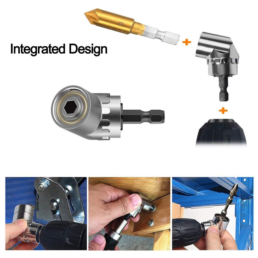 3X Angle Screwdriver Adapter Screwdriver Flexible Shaft Accessory Set Screwdriver 295 mm Flexible Shaft (Hexagonal Handle)