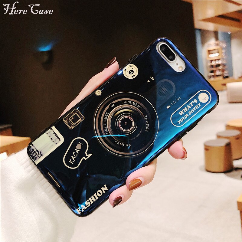 POCO X3 fallen retro 3D Kamera Telefon fallen Für Xiaomi POCO X3 NFC Silikon Weiche Rückseitige Abdeckung Mit Gurt Fundas: POCO X3 / nur Fall dunkel Blau