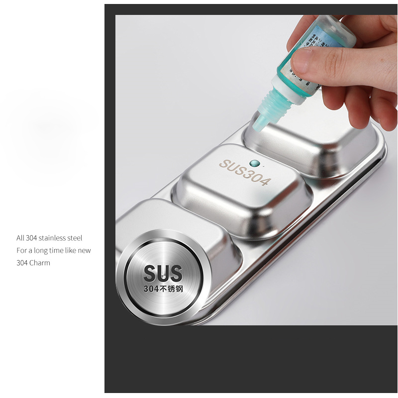 Japanese And Korean Stainless Steel Double Layer Multiple Sizes Plate Flavor Dish Dip