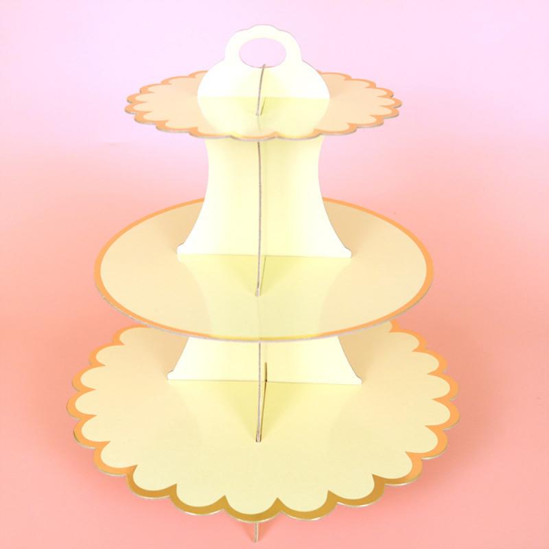 3-layer Paper Cake Stand Round Foldable Cardboard Birthday Wedding Party Dessert Cake Insert Cake Decorating Supplies Cake Stand: 03