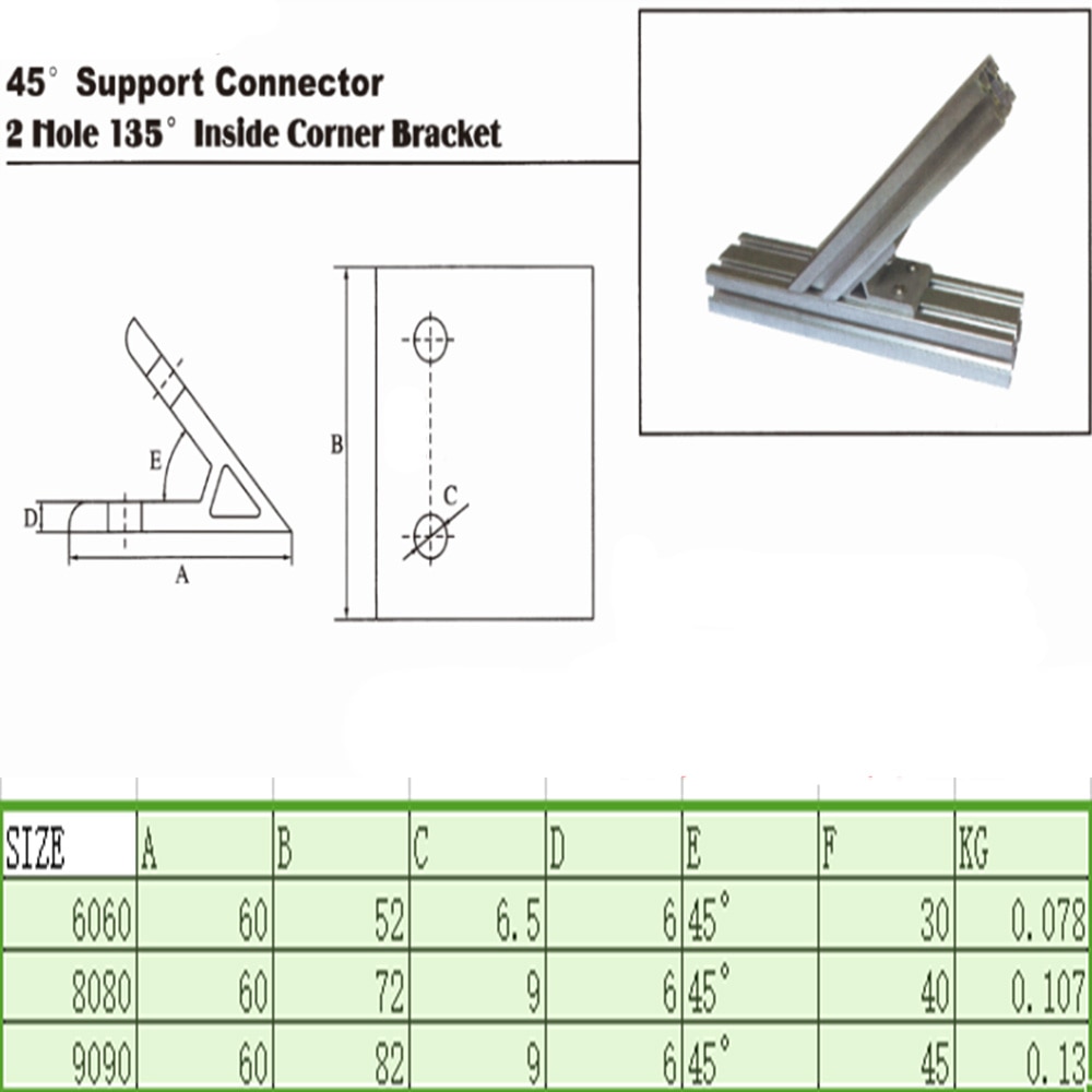 1pcs 45 graden Hoek Hoek Beugel Verbinding Joint voor /3030/4040/4545/6060/ 8080/9090 serie Aluminium Profiel