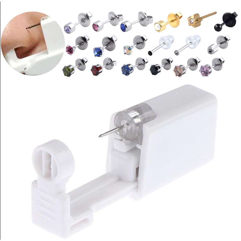 Earring Star Disposable No Pain Safe Sterile Ear Stud Piercing Gun Kit Nose Stud Piercing Tool Kit Build In Steel Stud