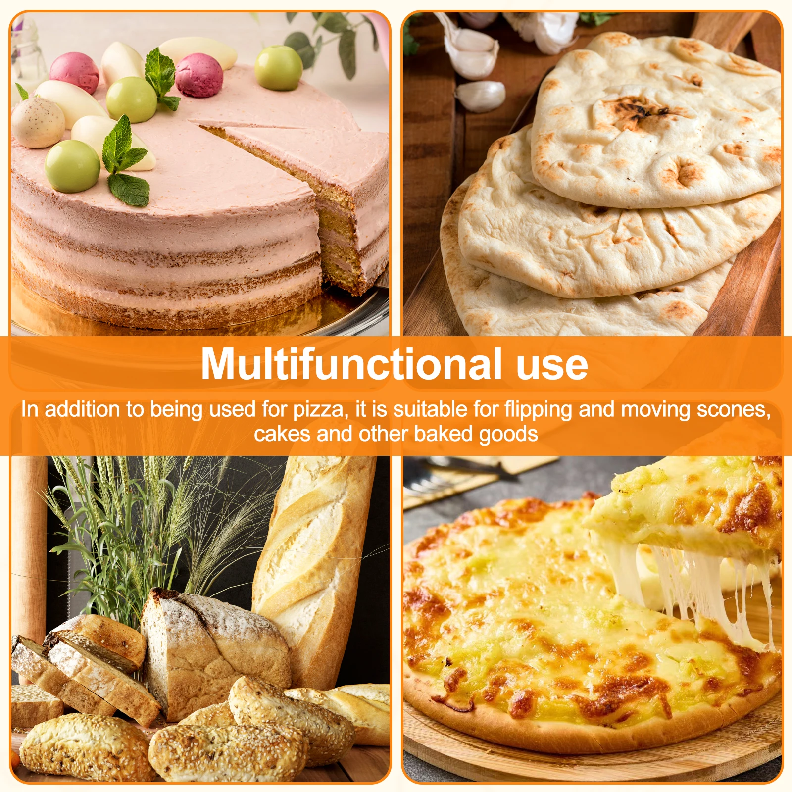 Pala para Pizza de 6,5/10/12 pulgadas, cáscara de Pizza antiadherente de Metal con mango de madera, bandeja de transferencia para levantador de pasteles para hornear pan de Pizza casero