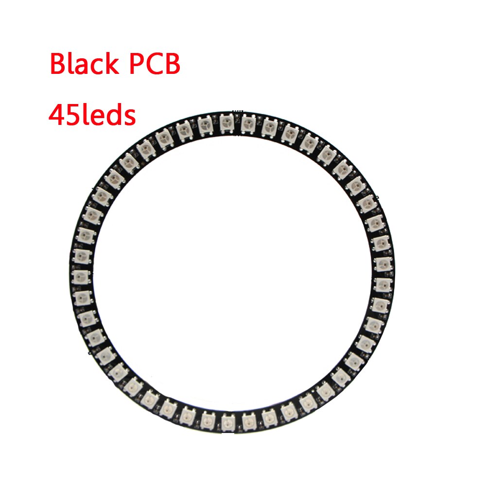 WS2812B ic Built-in RGB pixel Ring 8/16/24/35/45 Bits leds Module Individually Addressable 5050 RGB Full Color Round LED Circle: Black PCB 45leds