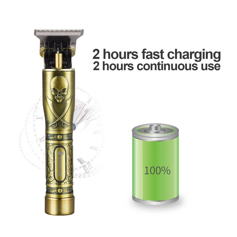 Cordless Outliner Hair Trimmer Men Barber Hair Clippers T-Outliner Trimmer 0mm Baldhead Shaver Beard Hair Cutting Machine 48