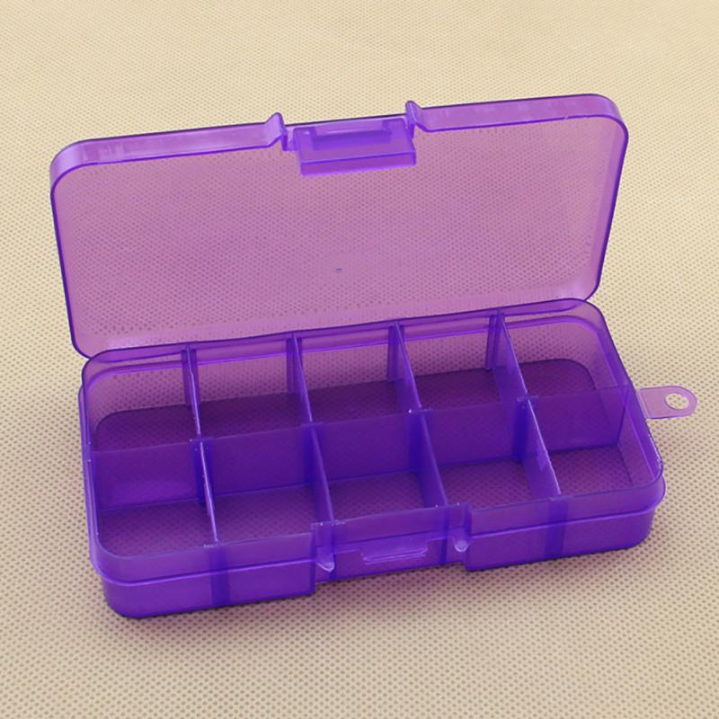 Doorzichtige Plastic Opbergdoos Sieraden Doos Compartiment Verstelbare Container Voor Kralen Earring Box Voor Sieraden Rechthoek Box Case: purple