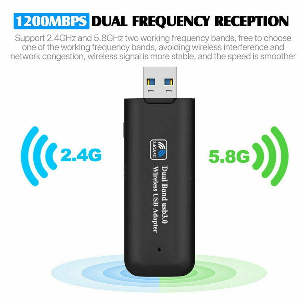 2,4G/5,8G 1200Mbps Dual Band USB 3,0 Wireless Networking Karte WiFi Adapter für PC Wireless WiFi 802,11 ac