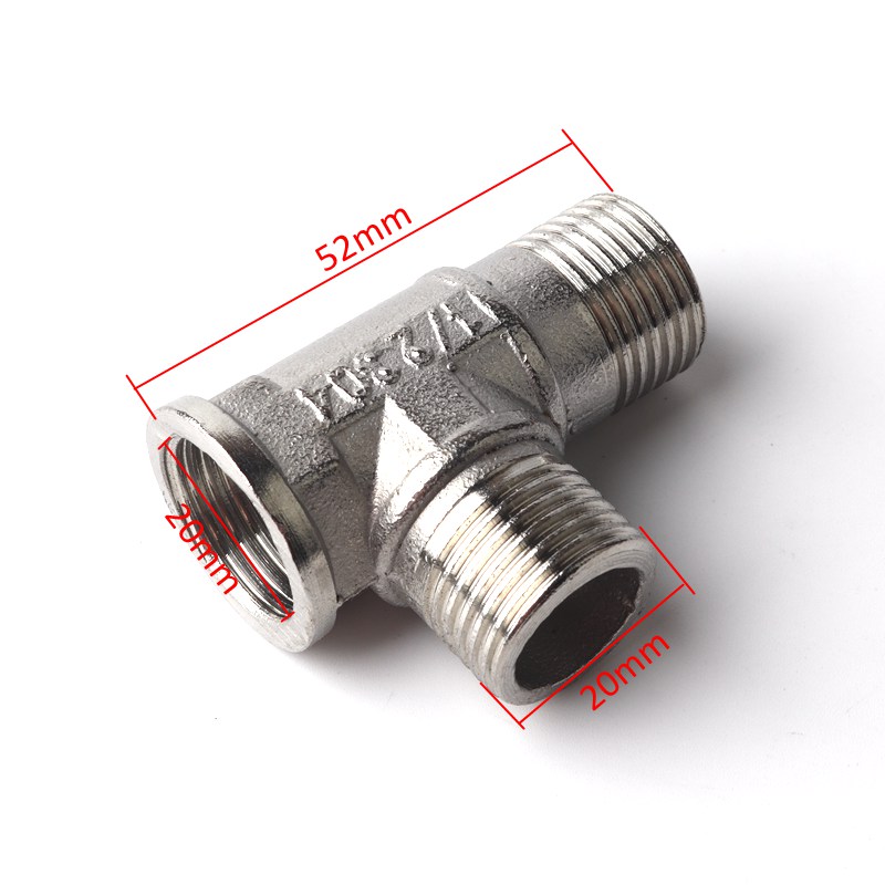 1pc 304 rostfritt stål 1/2 " tråd rak armbåge t-koppling 1/2 tum gasrörsadapter vattenkran kran trädgård bevattning