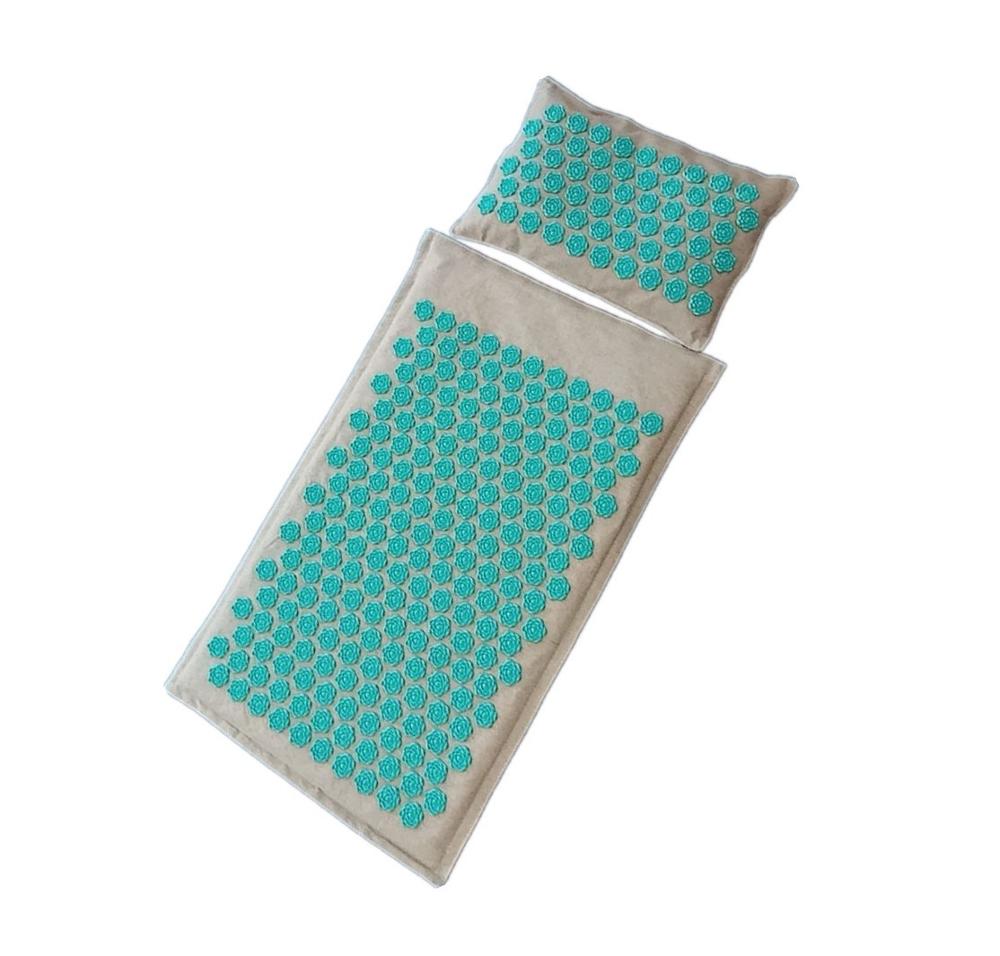 Estera de acupresión con pinchos, colchoneta de lino, palma de coco, para Yoga, cojín deportivo con bolsa, estera de acupresión con puntas de loto
