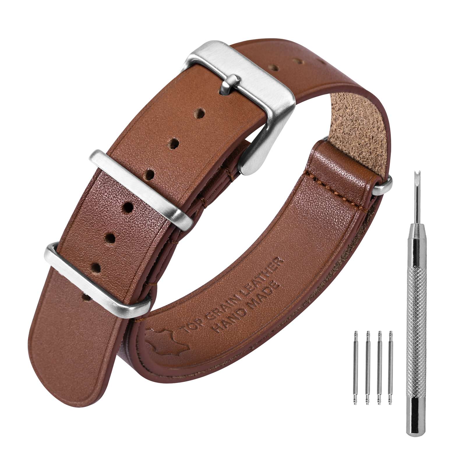 Pulseira de relógio de couro ANNEFIT 18mm 20mm 22mm, pulseiras de relógio militar de uma peça de pele de bezerro genuína para homens e mulheres preto marrom azul