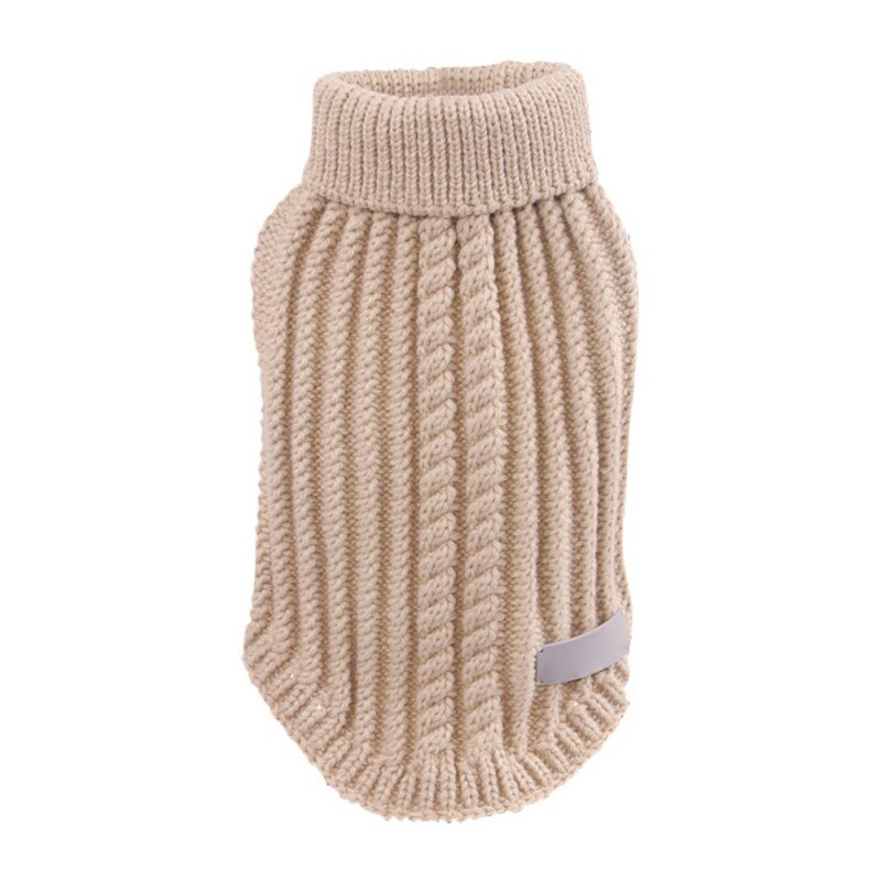 Hoge Kraag Wollen Truien Trui Hond Kleding Jas Stro-Touw Hond Trui Knit Kleding Huisdier Winter Wollen Trui: Khaki / M