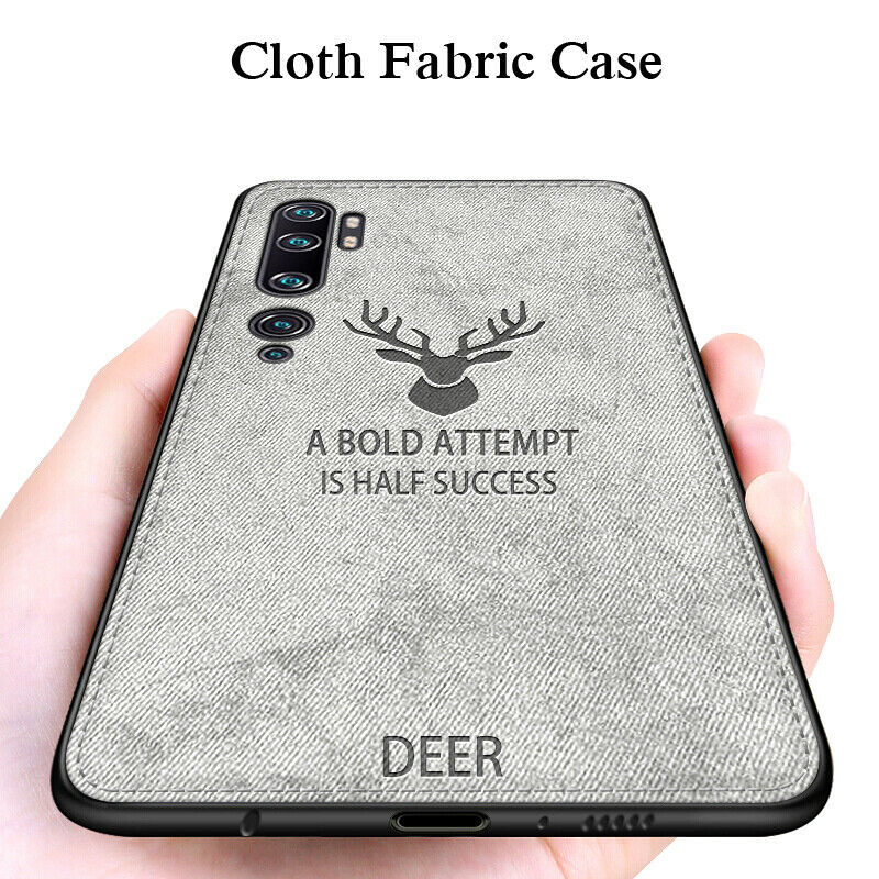 Case Voor Xiao mi mi CC9 pro HERTEN Patroon Doek Shockproof Back Cover Voor Mi Note 10 pro Canvas reliëf herten Elanden Behuizing Shell: Note 10 Pro / Gray