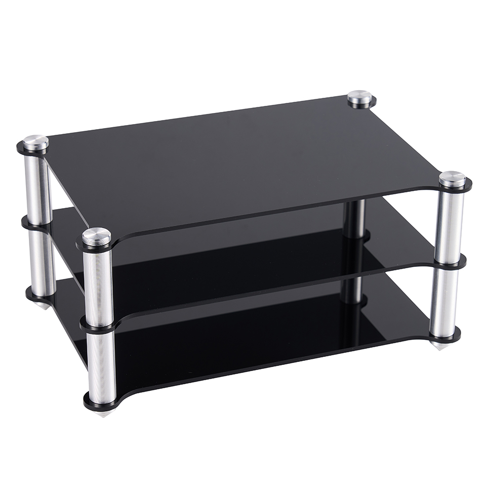 Rack de liga de alumínio acrílico, decodificador hifi, amplificador de fone de ouvido, camada dupla, rack de armazenamento: Azul