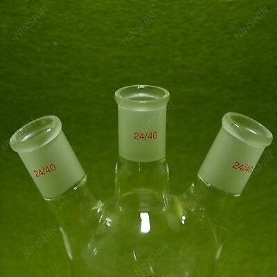 250 ML Drie Hals Rondbodemkolf, 3-neck, zware Muur, 24/40 Joint, lab Kolf