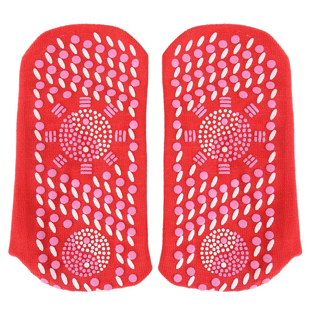 Chaussettes chauffantes auto-chauffantes pour femmes hommes aident les pieds chauds et froids confort santé chaussettes chauffées thérapie magnétique hiver soins des pieds chauds: Rouge