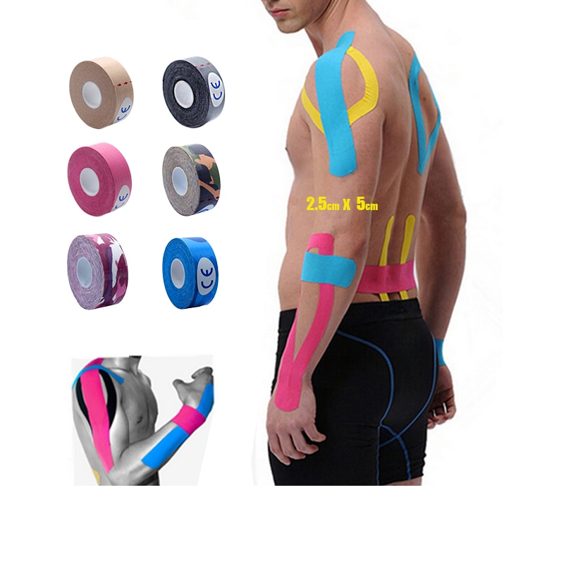 2.5cm X 5m Kinesiology Kinesiotape Roll Cotton Elastic Adhesive Sports Muscle Patch Tape Bandage Physio Strain Injury Support