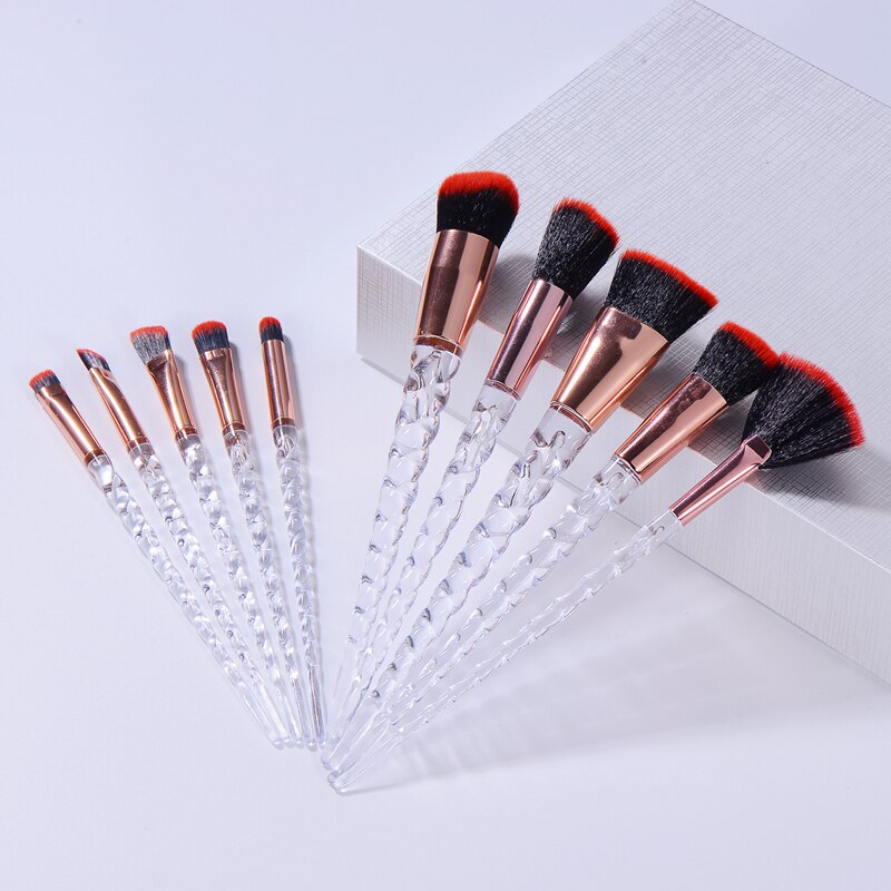 Unicorn makeup børster sett kosmetisk øyenskygge børste foundation blush børste krystall håndtak skjønnhetsverktøy 10 stk: 03