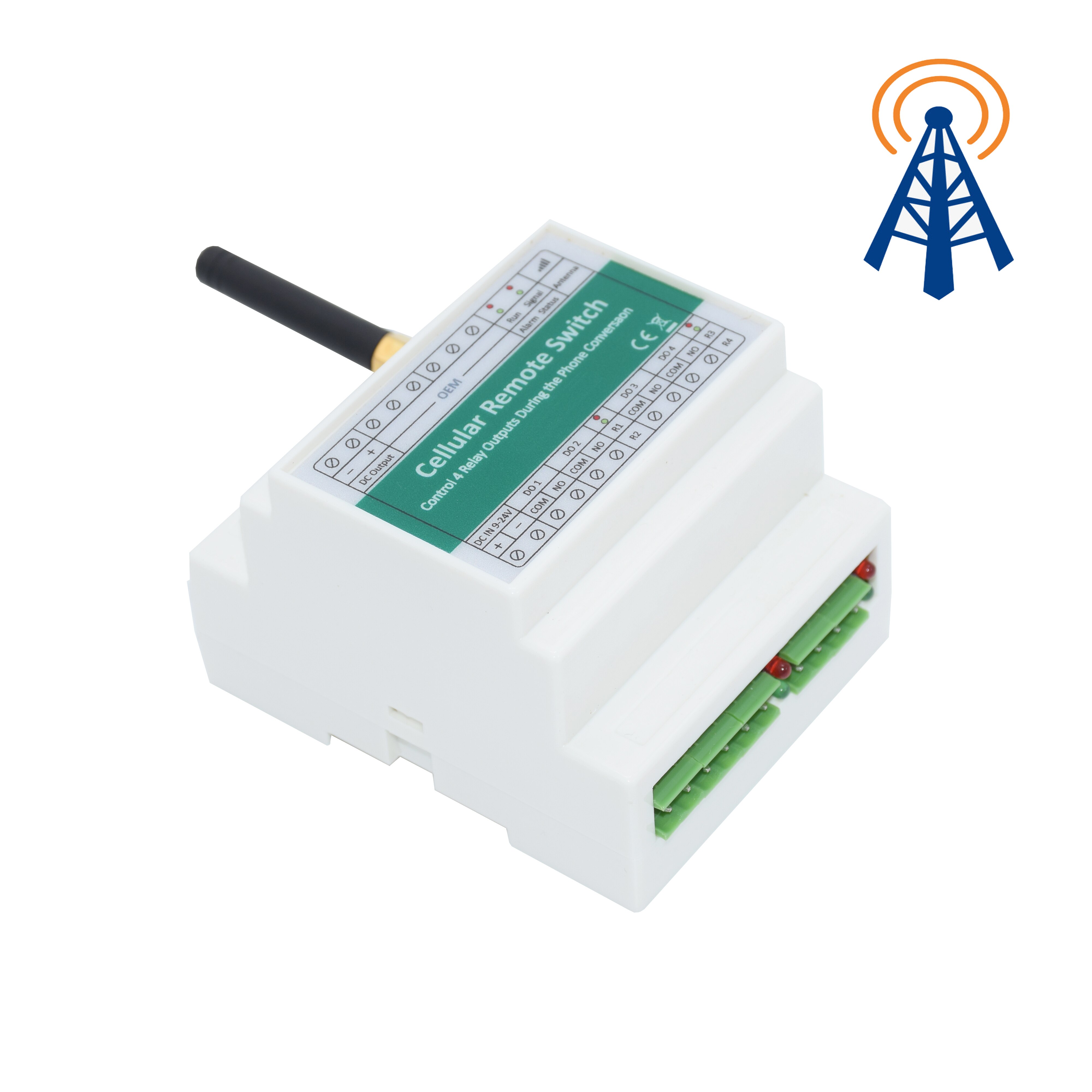 DIN-rail GSM SMS Remote 4 Channel Relay Output Switch Controller For ON/OFF AC Motor Electric Lock Gate Opener