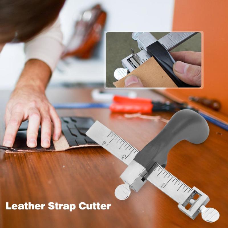 Lær stropp kutter trekkmåler lærfarge stripe belte verktøy diy hånd kutte lær verktøy med 2 skarpe kniver