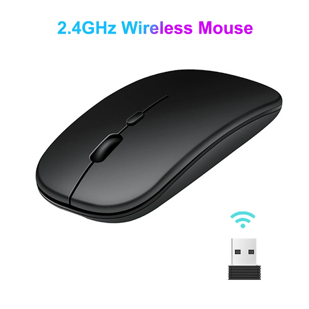 Wireless Bluetooth Mouse 2.4G Gaming Mice 1600DPI Rechargeable Mouse for Desktop Laptop USB Adapter PC Accessories: SKY BLUE