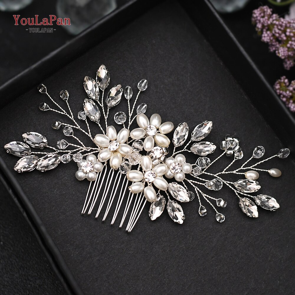 YouLaPan HP379 luksusowe ślubne grzebienie do włosów diamenty ślubne biżuteria do włosów upuść kształt Rhinestone ozdoba ślubna do włosów dla panny młodej nakrycia głowy: HP346