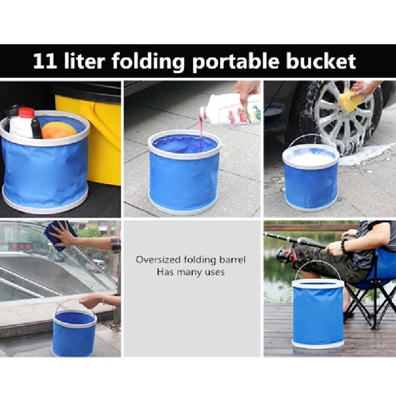 Seau de voiture pliable multifonctionnel portatif de seau de lavage de voiture de 11L