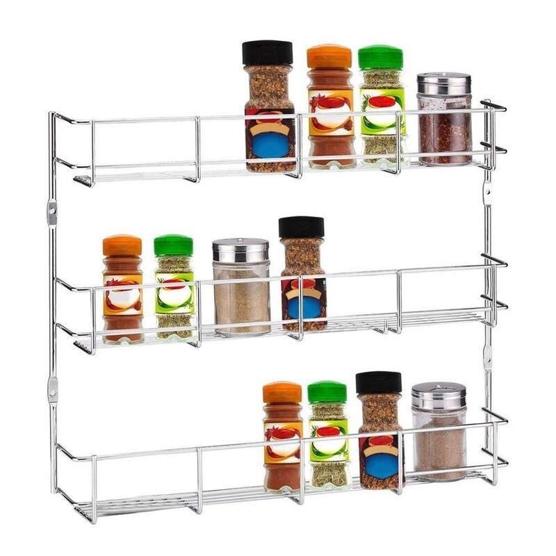 3/4/5/6 Tier Spice Seasoning Kitchen Rack Cabinet Shelf Door Organizer Wall Mount Holder Storage Shelf Pantry Space Saver Racks