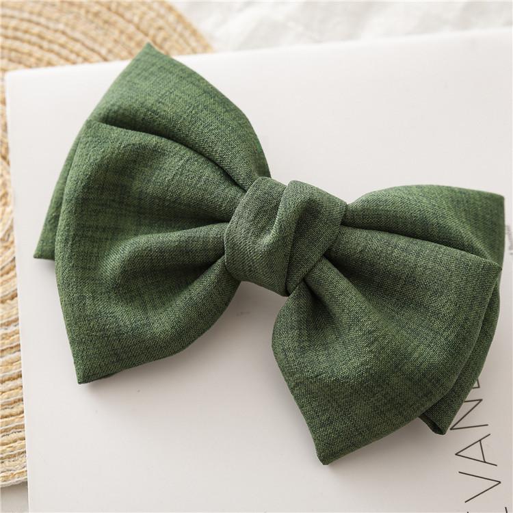 Pasadores de lazo grande de Color liso para mujer y niña, horquillas de satén de terciopelo de , 2 capas, accesorios para el cabello: green