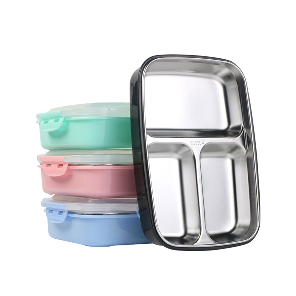 Stainless Steel Lunch Box Boiling Water Heated Food Container School Canteen Office Bento Box Kids Meal Prep Microwavable + Bag