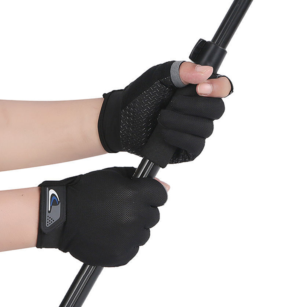 Gants de pêche d'hiver antidérapants pour hommes et femmes, 1 paire, 2 doigts coupés, sans doigts, respirants, pour Fitness Pesca