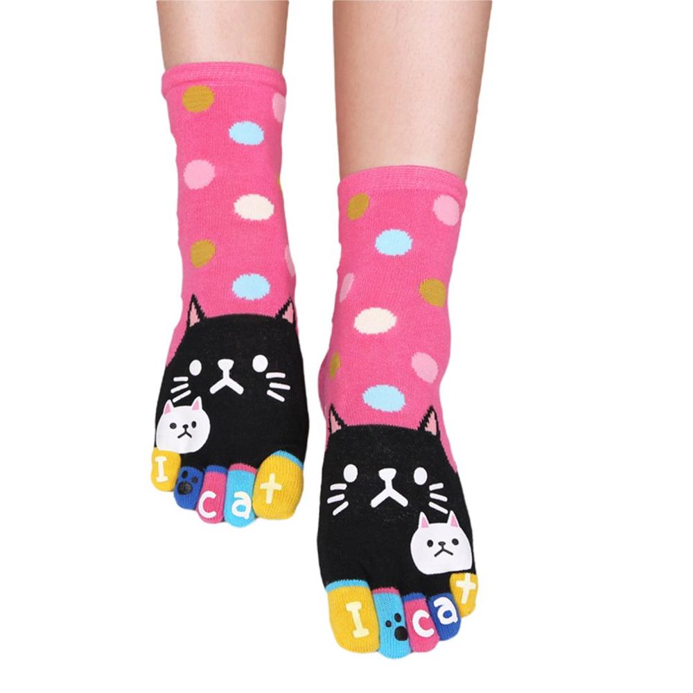 Nette Baby freundlicher Mädchen Jungen Nette Katze Weiche Fünf Finger Karikatur Ebene Socken Strumpfwaren Zehe Socken Knöchel Socken Damen: Rosa