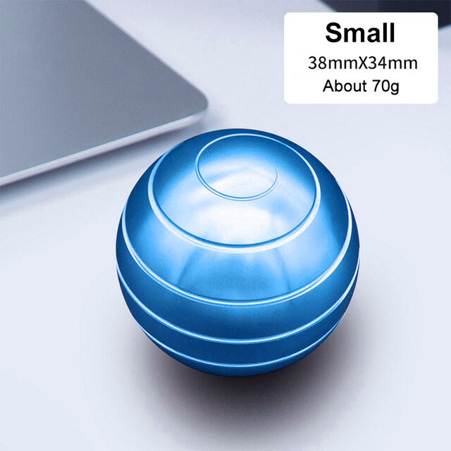 Mini Desktop Gyro Revolving Decompression Ball Desk Office Decor Art Toy Fidget Spinner Rotary Stress Relief Tabletop Ball Toy: S Blue