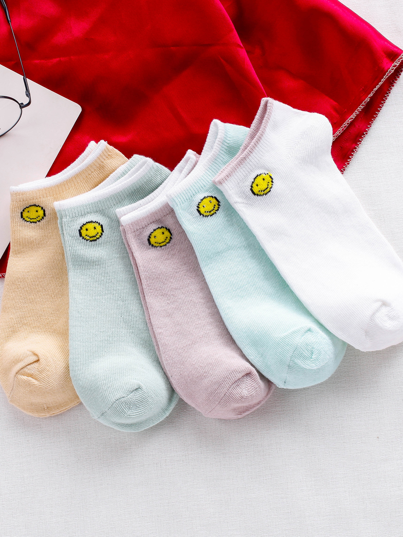 5 pares de calcetines al tobillo de oso de peluche, cómodos y bonitos calcetines cortos para mujer: Multicolor