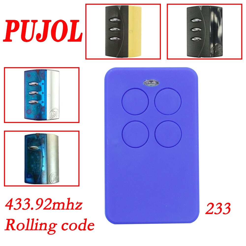 PUJOL compatible garage Remote control Rolling Code garage door opener 433mhz command pujol vario blue light with battery: 233