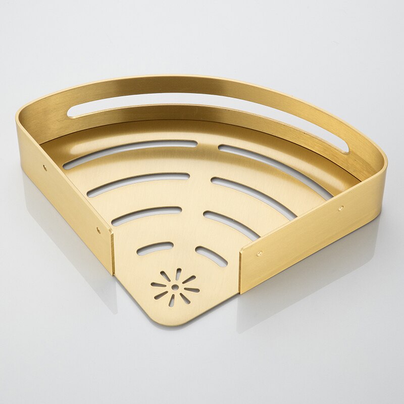 Goud Hoek Plank Badkamer Opslag Planken Aluminium Driehoek Handdoek Opslag Muur-Gratis Ponsen Douche Rack Badkamer Accessoires