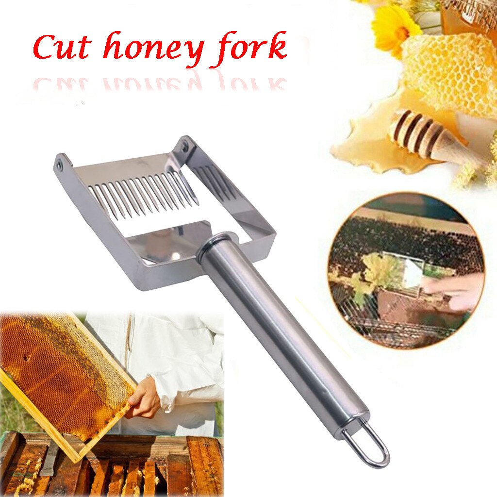 Rustfrit stål bi bikube uncapping honning gaffel skraber skovl med træ håndtag biavl værktøj