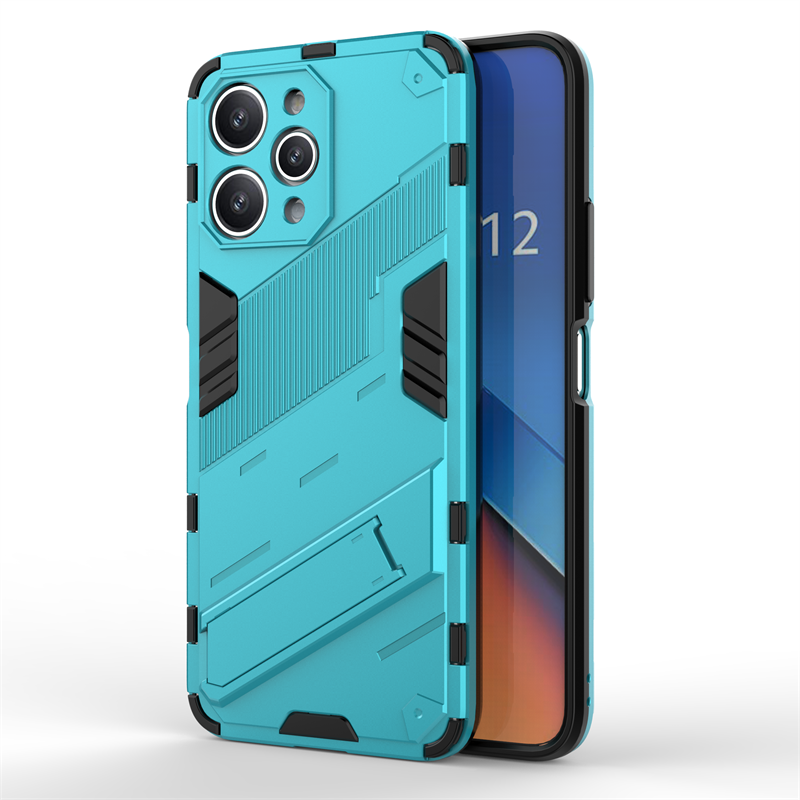 Para Xiaomi Redmi 12 funda para Xiaomi Redmi 12 funda protectora Punk armadura Capa Shell Kickstand funda de teléfono para Xiaomi Redmi 12 4G: Azul