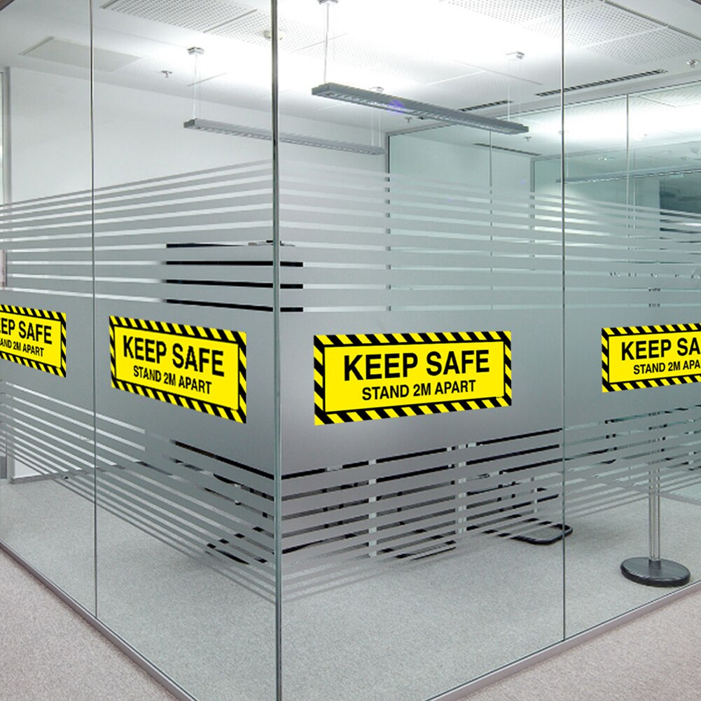 5pcs/set 30*15cm Keep Safe Stand 2M Apart Sign Vinyl Warning Decal Office Business Door Notice for Walls Windows
