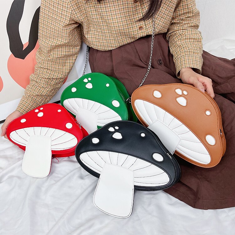 Sacs à main champignon rouge pour femmes, mignon sac à bandoulière Kawaii, pochette de jour à chaîne, Mini sac à main de styliste