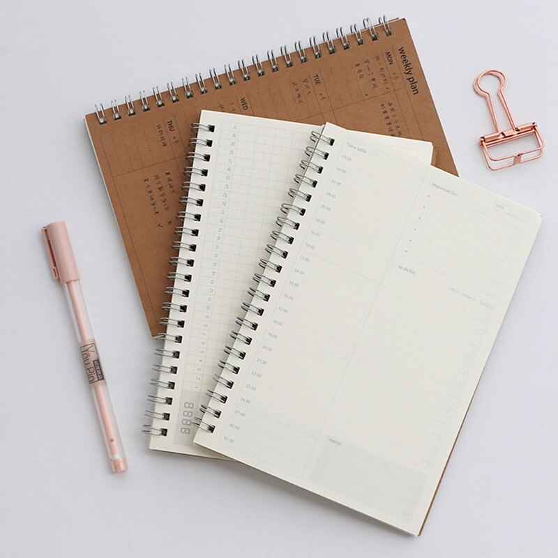 Daily Weekly Monthly Planner Spiral Notebook Time Memo important to-do list Organizer Agenda Office Schedule Stationary