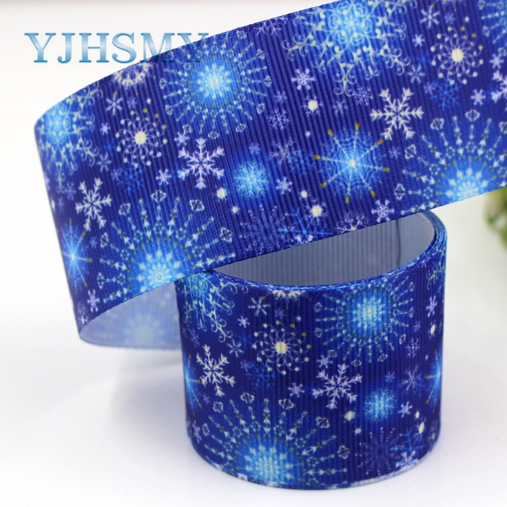 Yjhsmy g -181005-1320,38mm,5 yards vinter snöflinga band termotransfer tryckta grosgrain, plagg gör det själv handgjorda material