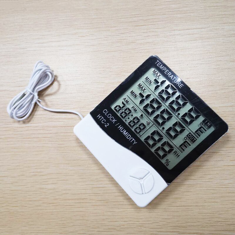 Digital termometer stor lcd-skärm display hygrometer temperatur fuktighetsmätare väckarklocka kalender inomhus utomhus
