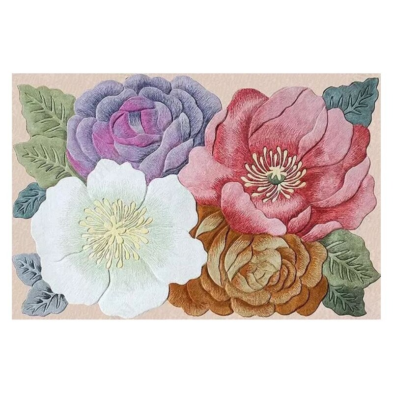 Amerikansk stil 3d tæppe med blomst klassisk blomstret tæppe til stue seng værelse tæppe indretning gangtæppe: 100 x 160cm